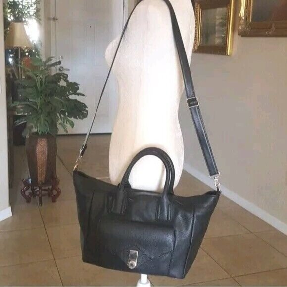 BCBGeneration Black Juliette Large Satchel Crossbody Bag - Picture 1 of 5